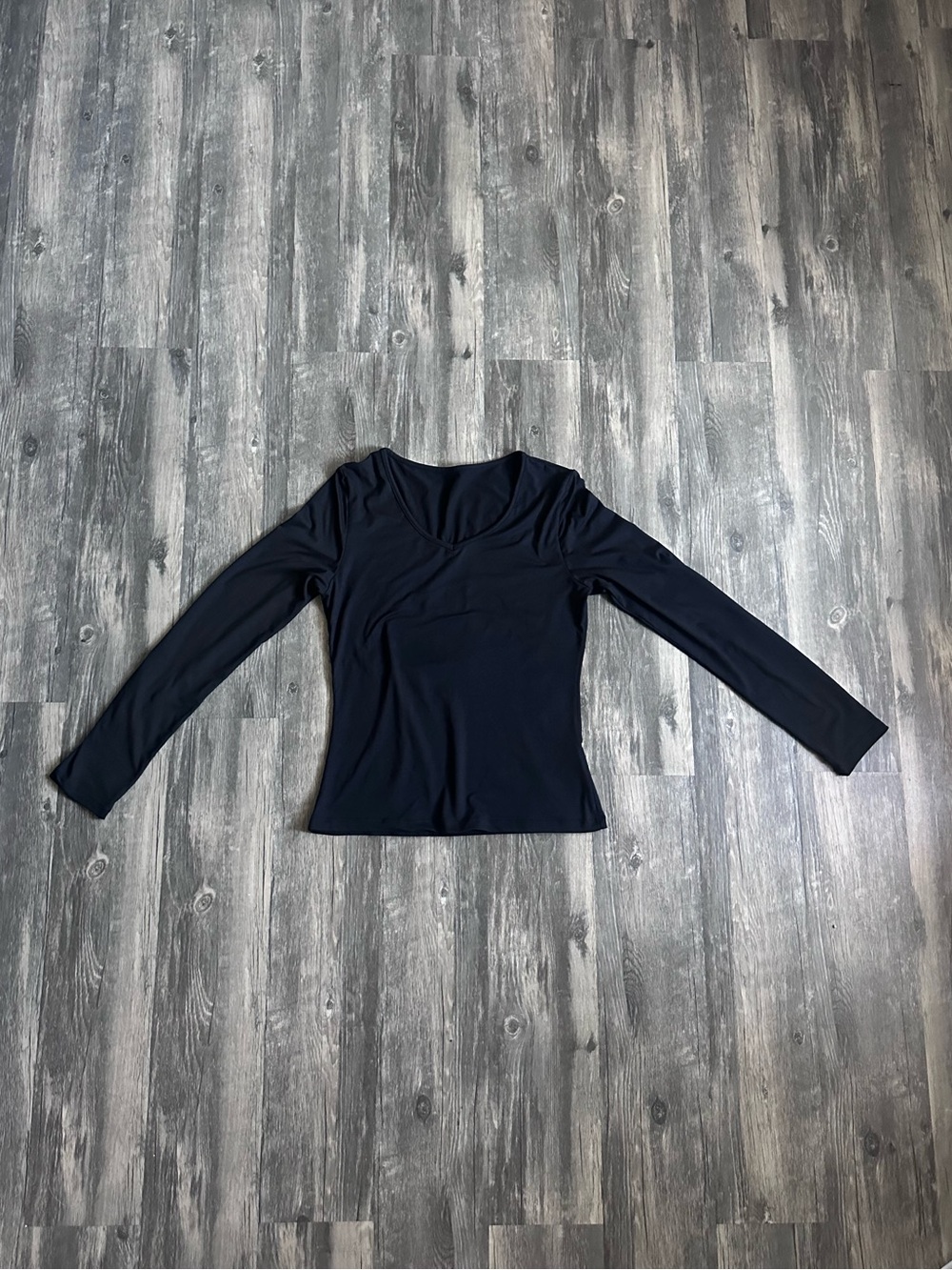 Long Sleeve V Neck Stretchy Black Top Women’s Size Medium